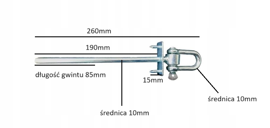 Hak mocowanie huśtawki z szeklą szekla m10 + bolce Producent Bolt