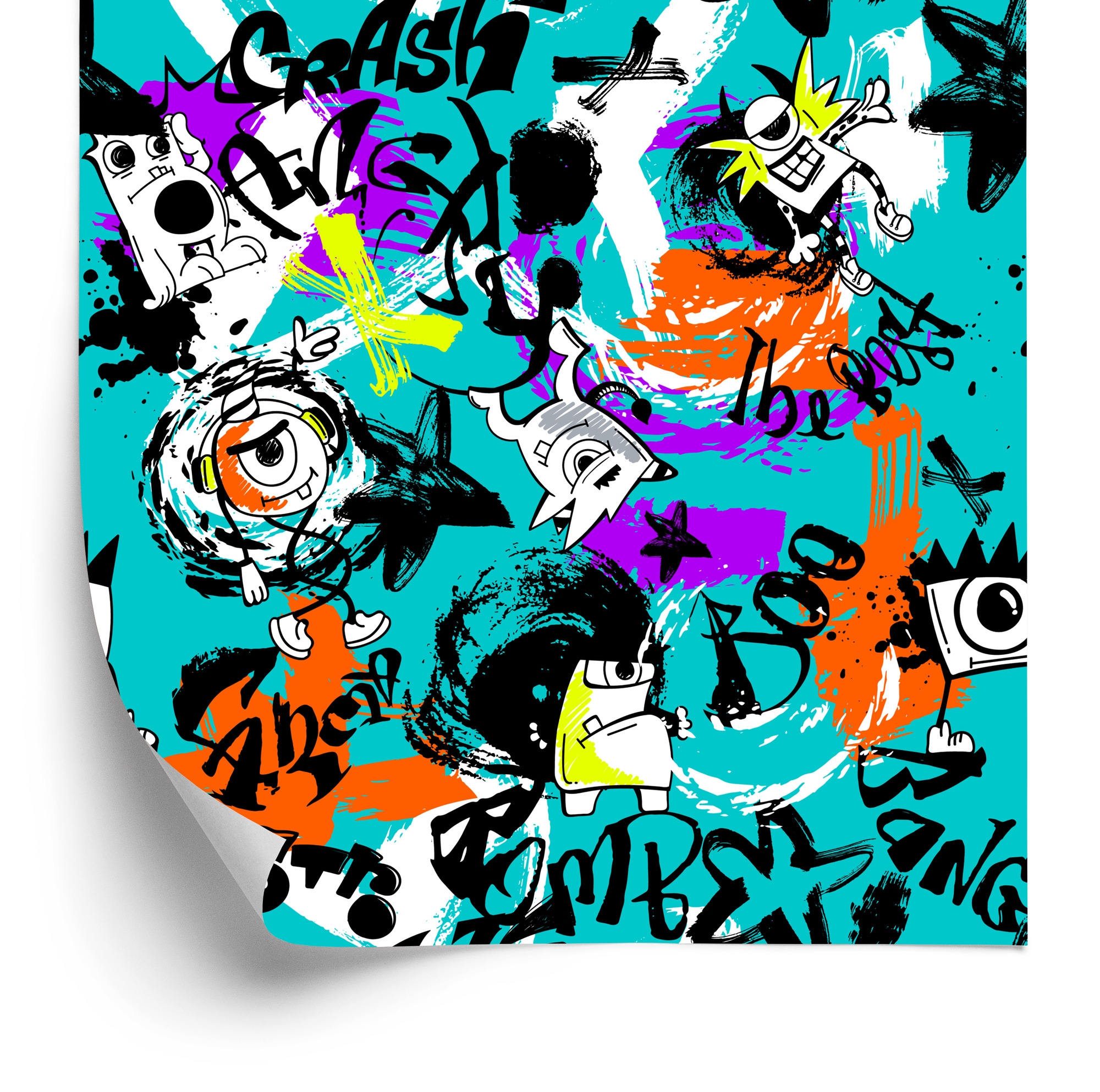 Tapeta Farebné príšery Graffiti 50x1000 cm