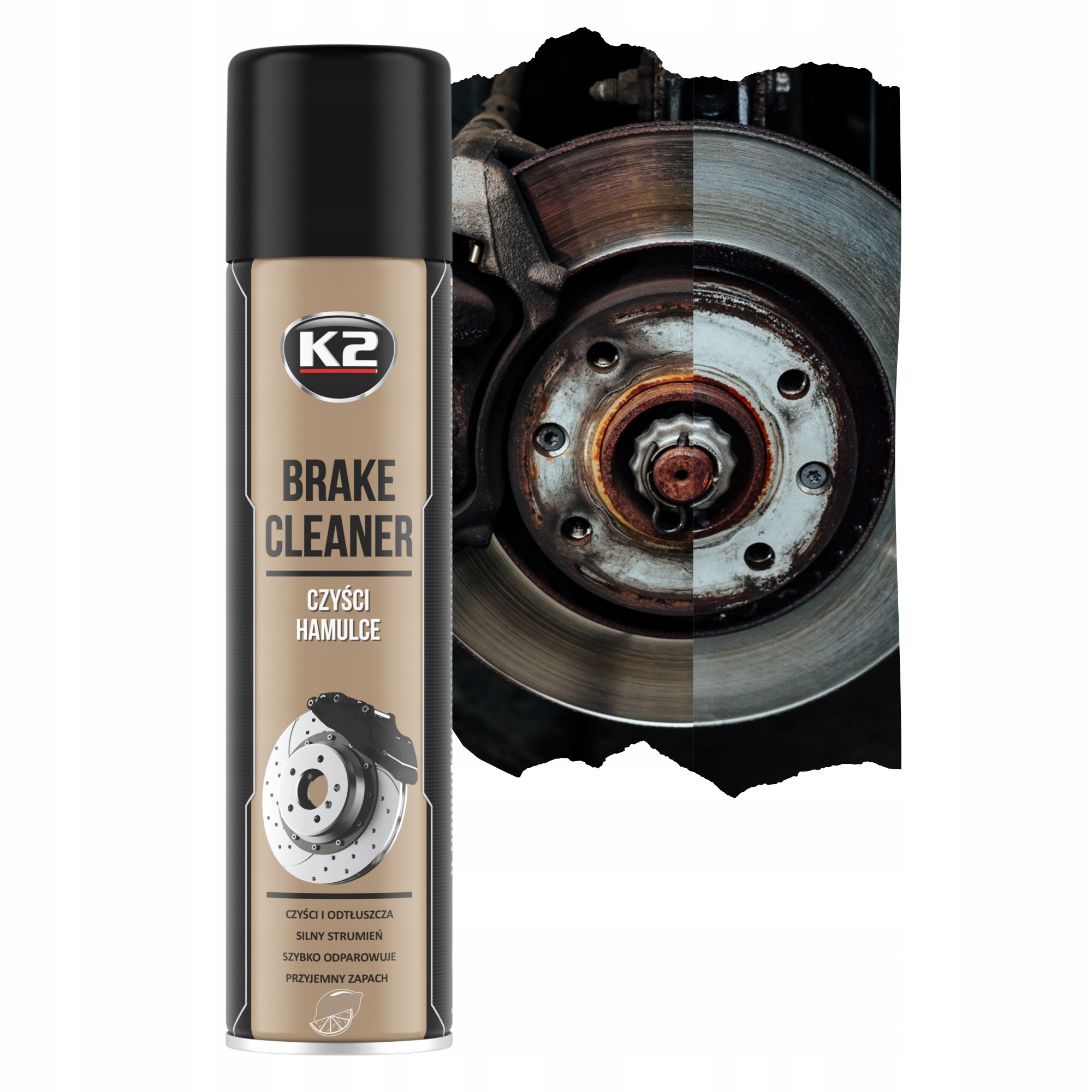 Spray K2 Brake Cleaner 600ML Czyści Odtłuszcza Tarcze Hamulce Sprzęgła W105