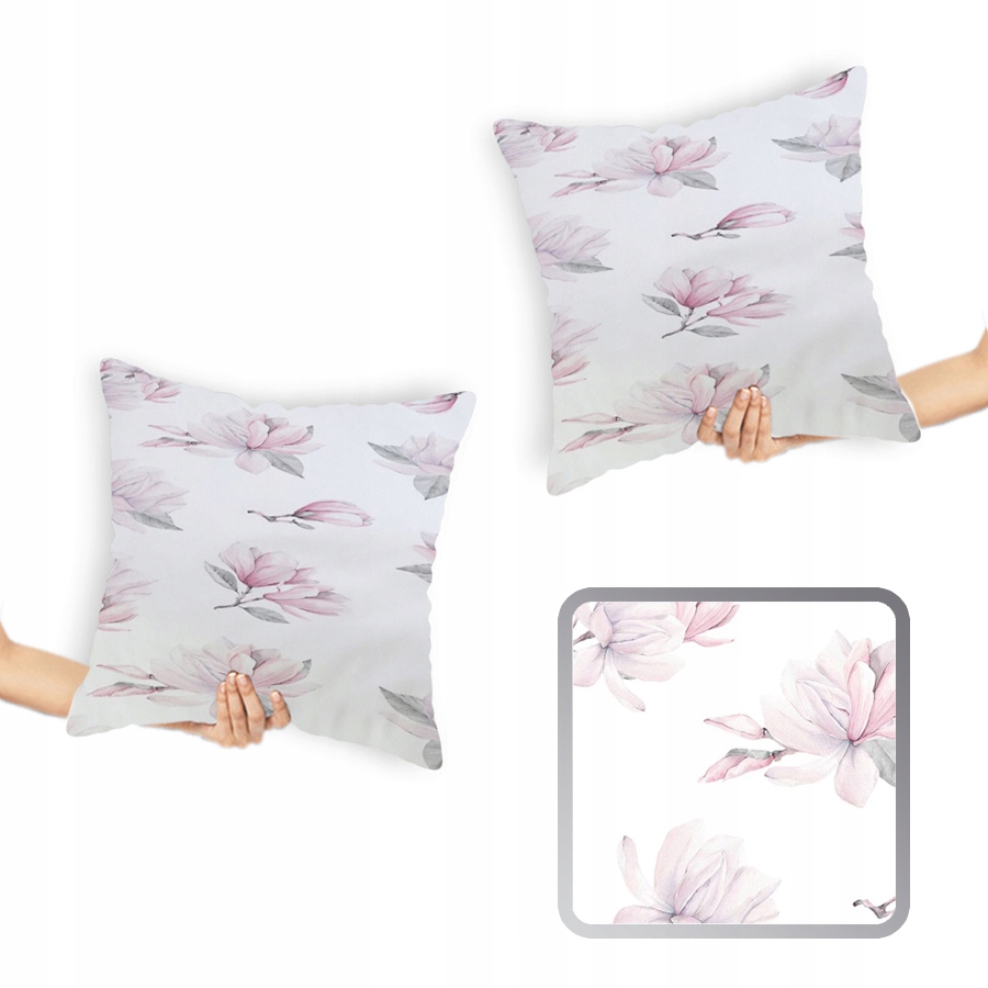 

Poszewki w magnolie kwiaty róż biel 40x40 cm 2 szt