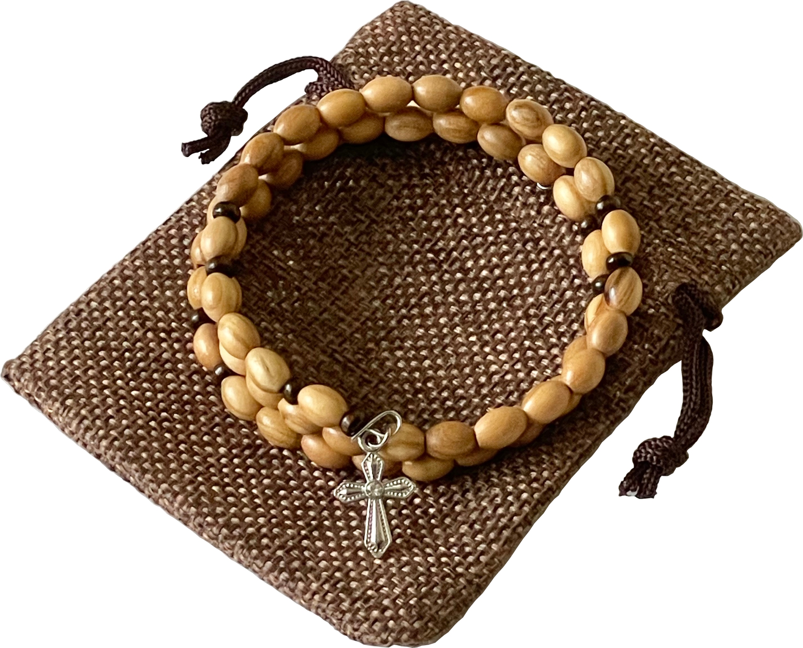 Růženín Dřevěný Náramek Olivovník Kříž