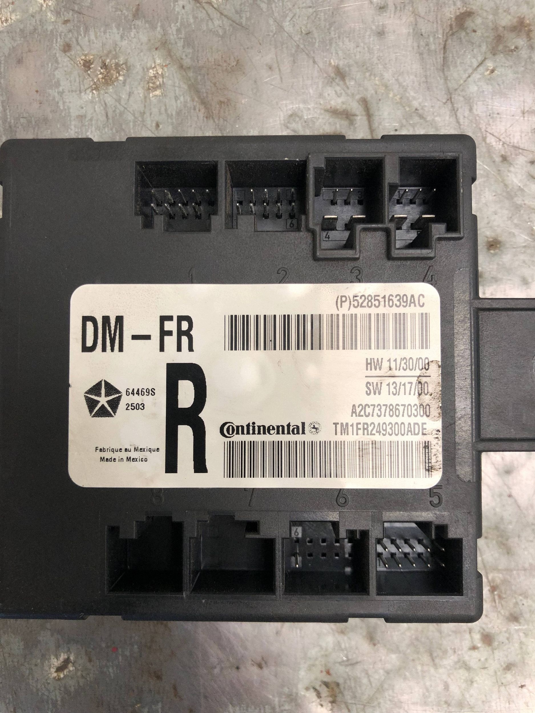 module control unit door right rear part MASERATI QUATTROPORTE VI 52851639AC