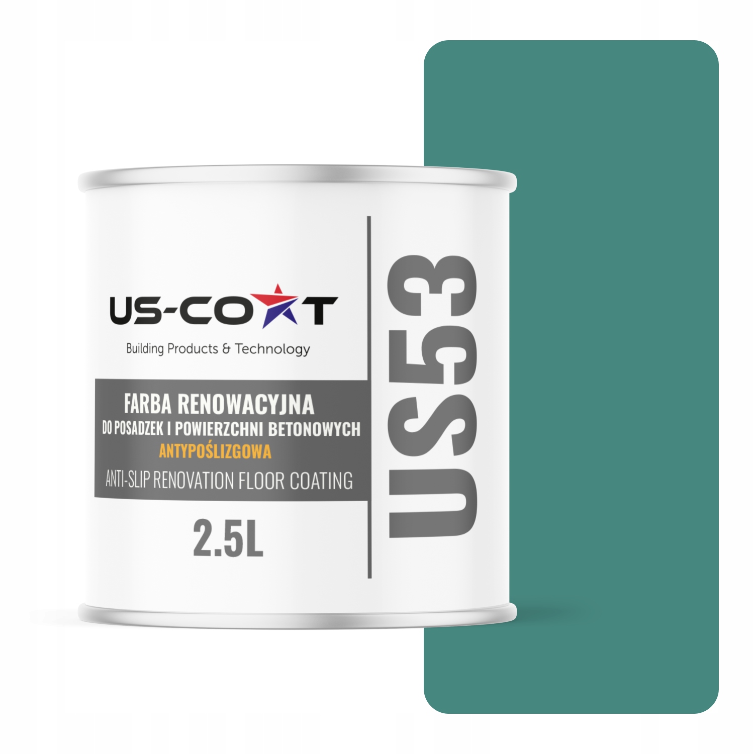 Renovačná Farba Na Podlahy Protišmyková Uv Tyrkysová Mätová RAL6033 2,5 L