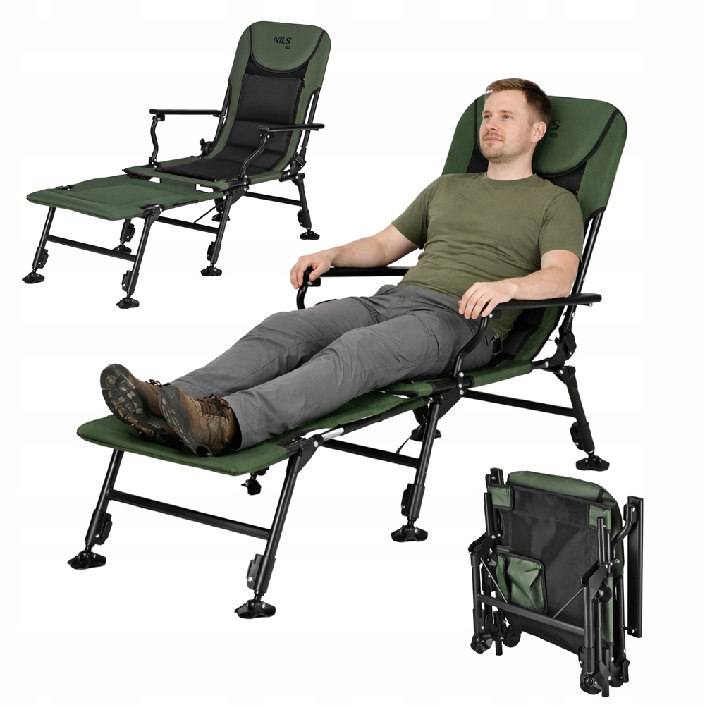 Rybářské křeslo Karpiové skládací křeslo pro kempingové ryby s podnožkou