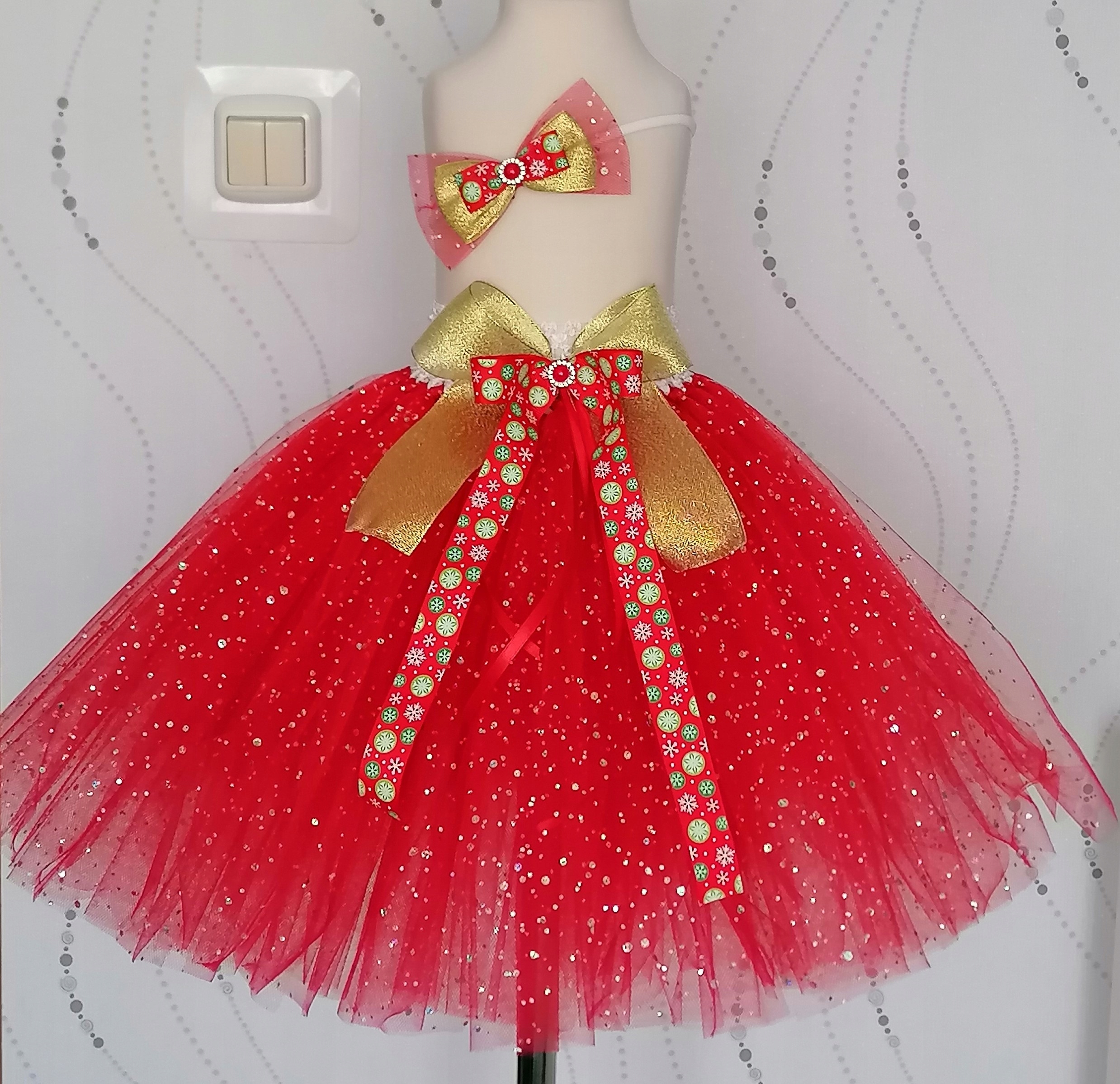 Spódniczka tutu błyszcząca święta świąteczna czerwona