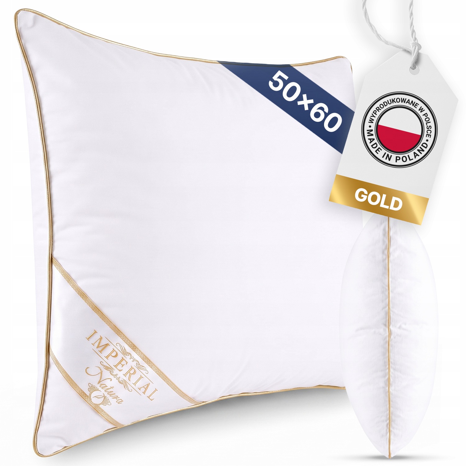 Polštář Na Spaní Amw Monaco Gold 70% Husí Peří Bavlna 420g 50x60