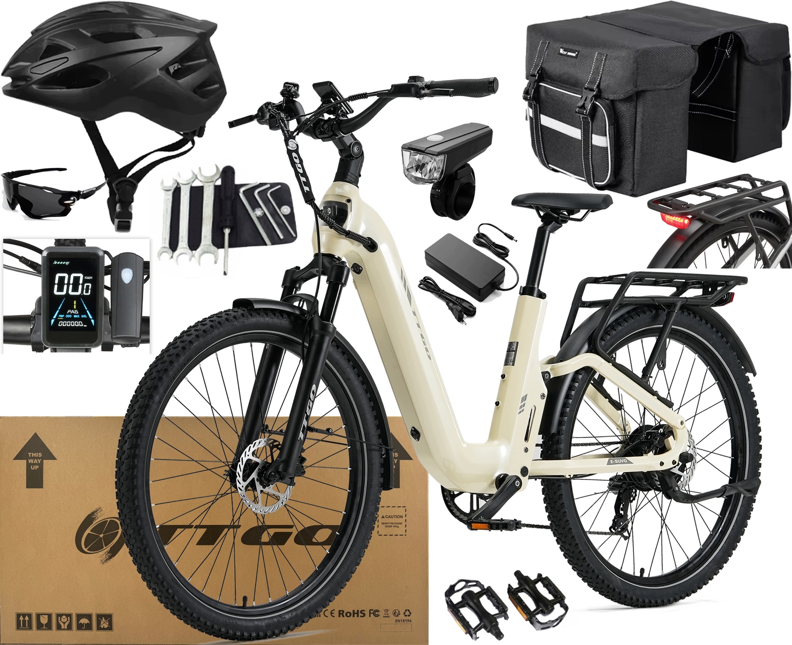 Ttgo E-suvo Elektrokolo 250W 70NM 25KM/H 48V 15Ah 120KM +2 Dárky