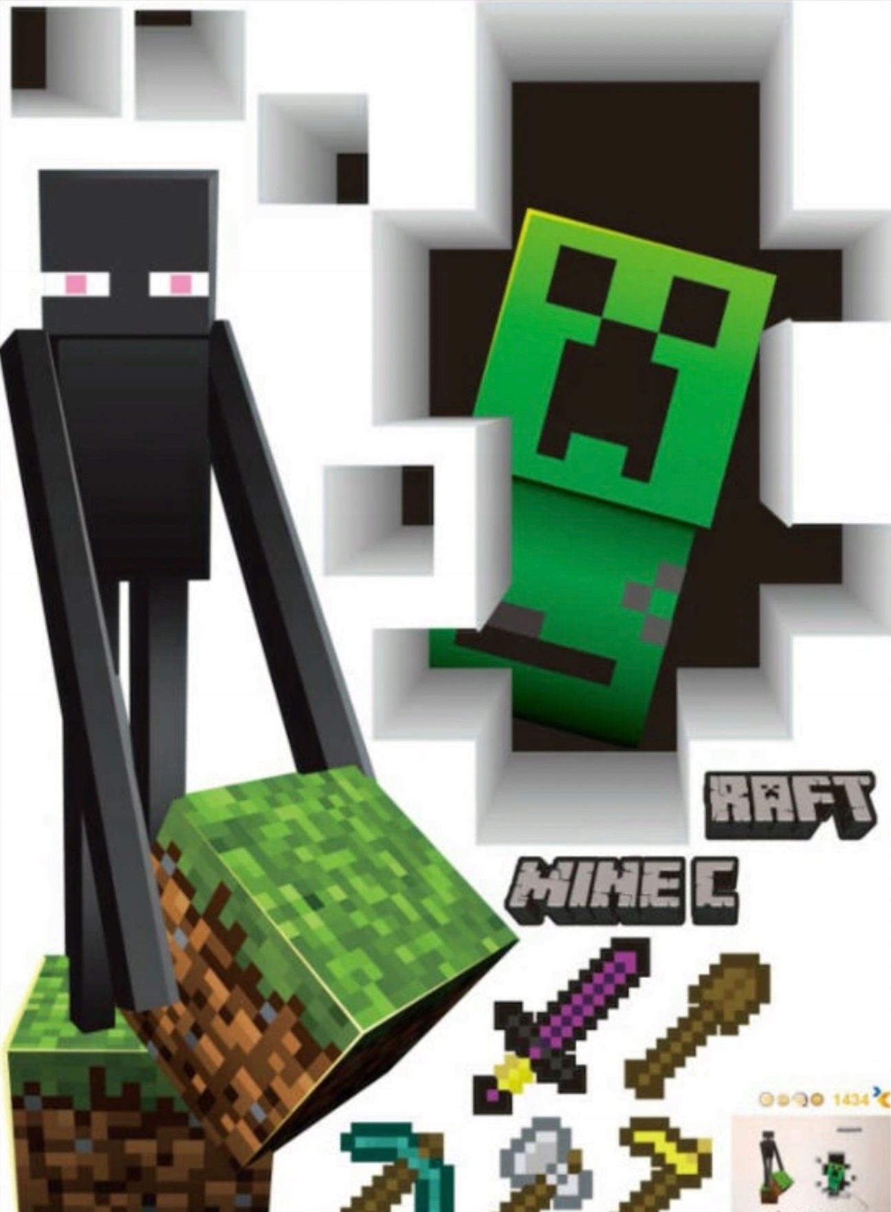 

Naklejki na ścianę szafkę Mine C mini Steve 3D
