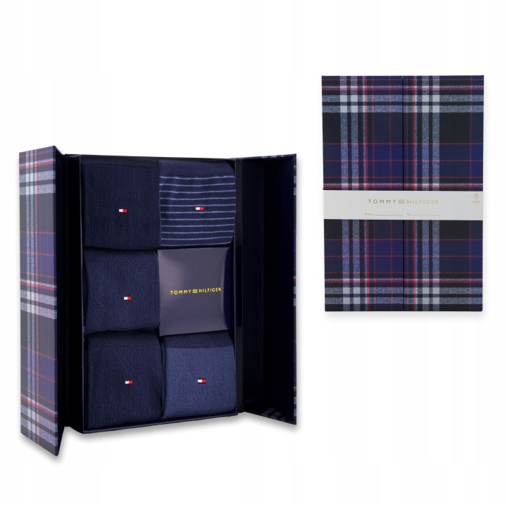 Ponožky Tommy Hilfiger Pánské 5 Par Giftbox 5 Pak Dárek vel. 43-46 Námořnická Modrá