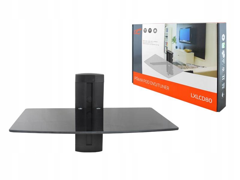 SZKLANA PÓŁKA ŚCIENNA POJEDYNCZA DEKODER TUNER 8K Model LXLCD80