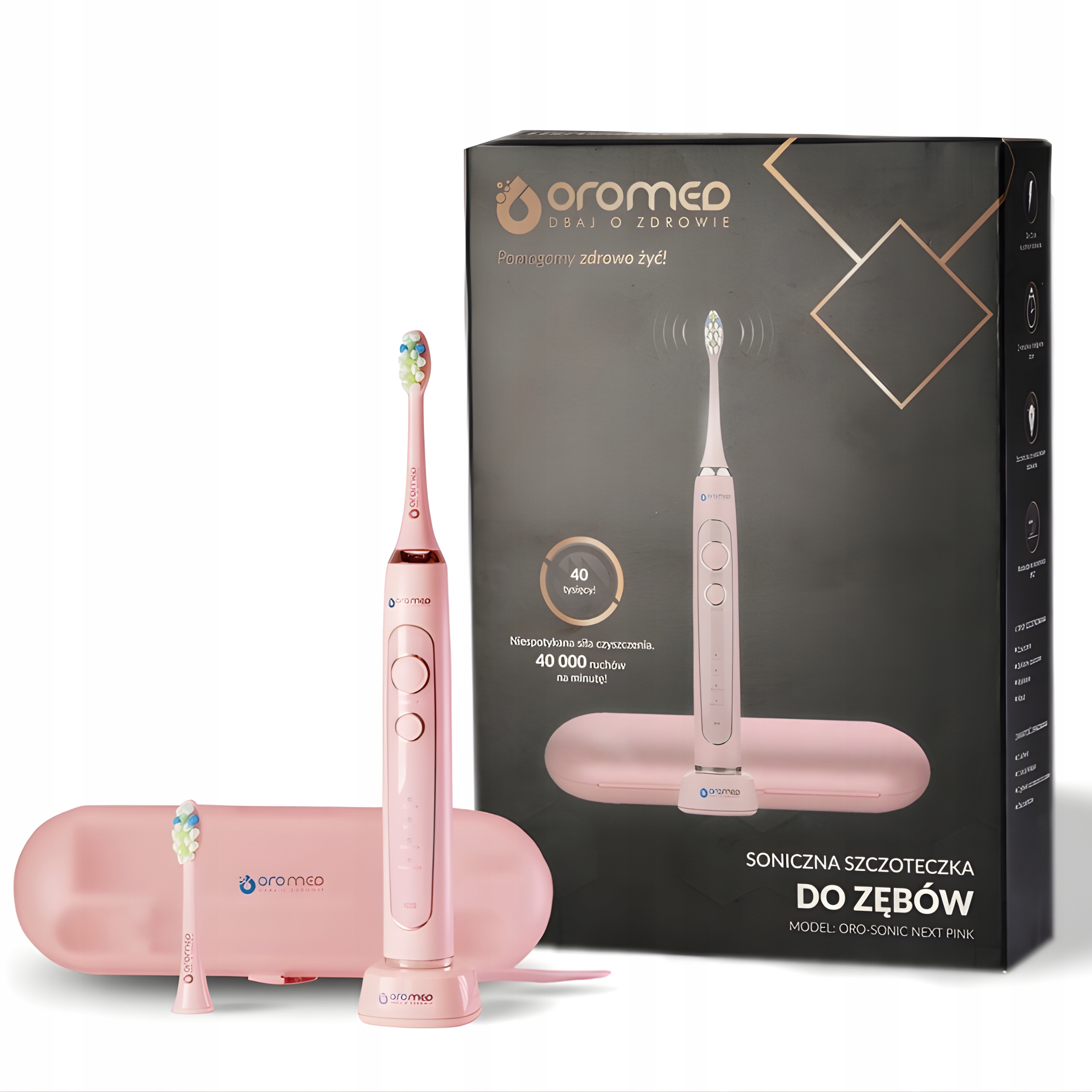 Różowa , Elektryczna soniczna Szczoteczka Do Zębów Sonic Next Etui