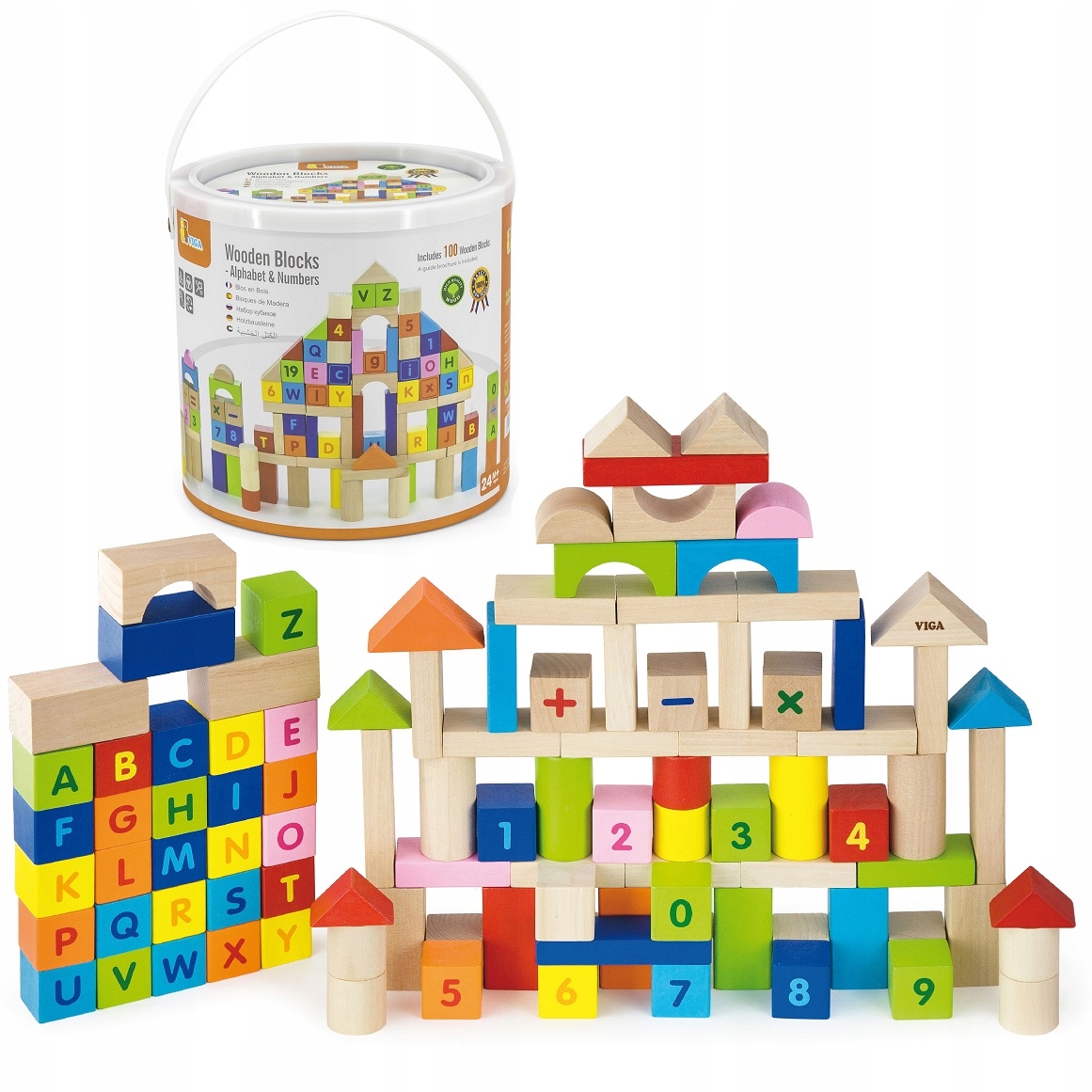 

Viga Toys Klocki Drewniane Literki Cyferki 100 ele