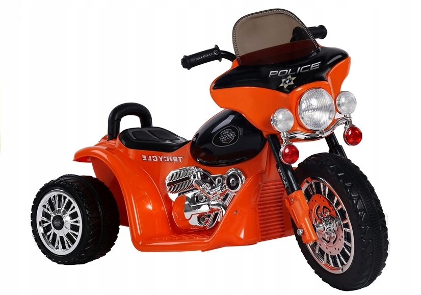Trójkołowy motor na akumulator dla dzieci 6V, Led, przód/tył, pomarańczowy,