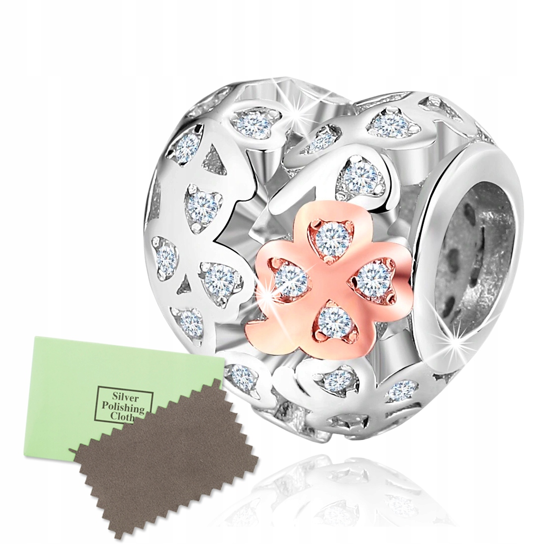 

Charms Serce Srebrny koniczyna koralik Beads