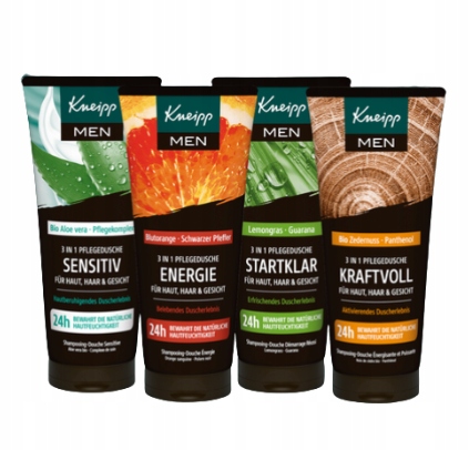 Sada 4x Sprchový gel Kneipp Men 200 Ml Energie Kraftvoll Startklar