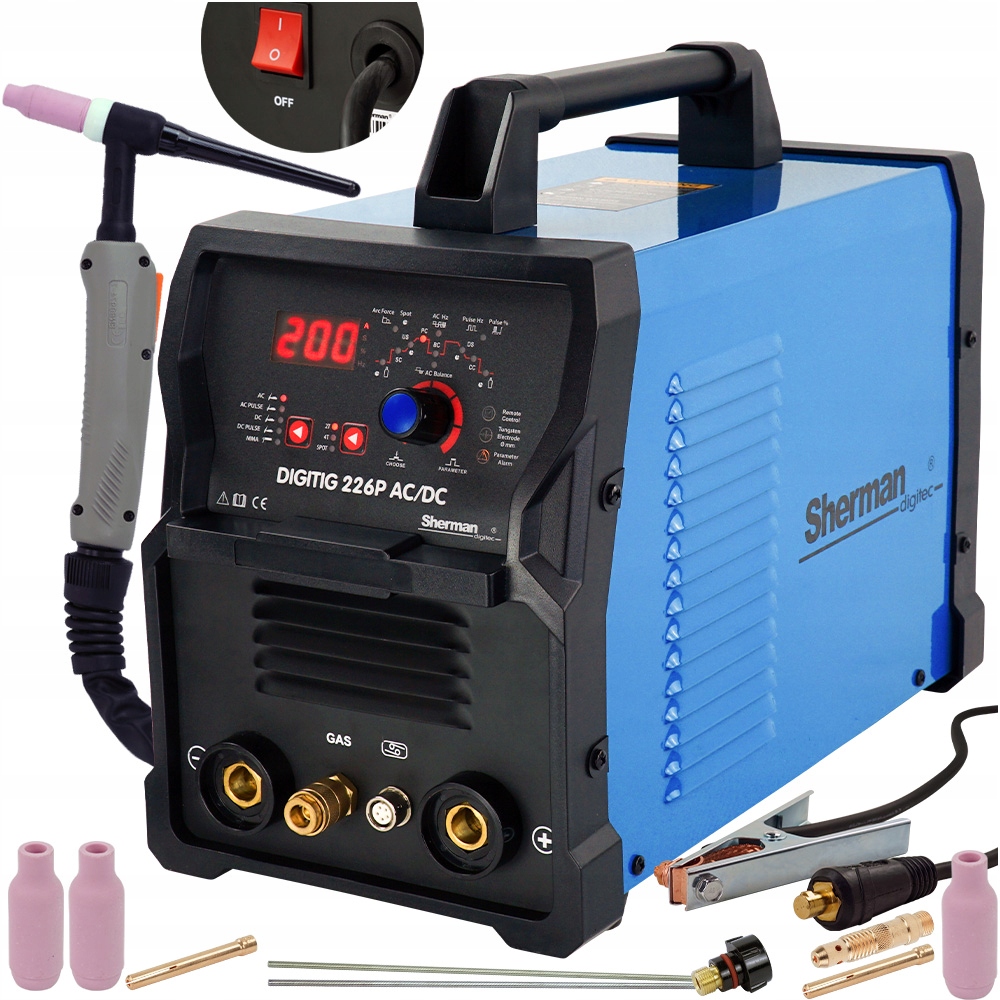 Spawarka do Aluminium Tig Ac DC Sherman Puls Hf 200A 230V Spawanie Punktowe
