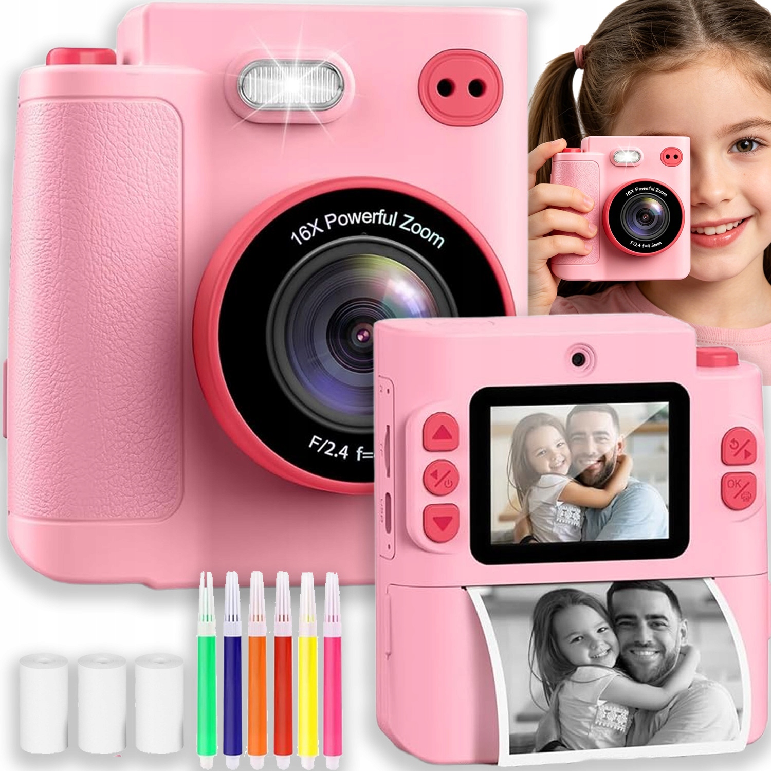 Dětský Okamžitý Fotoaparát S Kartou Tf 32GB A Tisknoucím Papírem