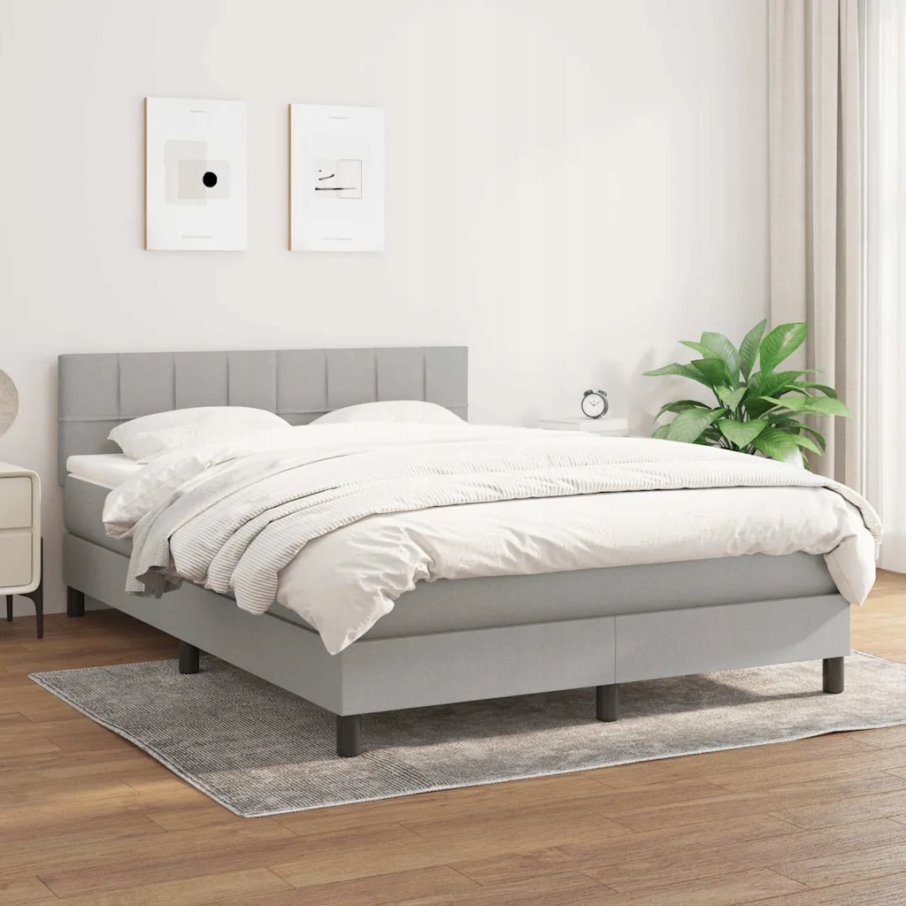 Box spring postel s matrací světle šedá 140 x 190 cm textil Šedá 3140049