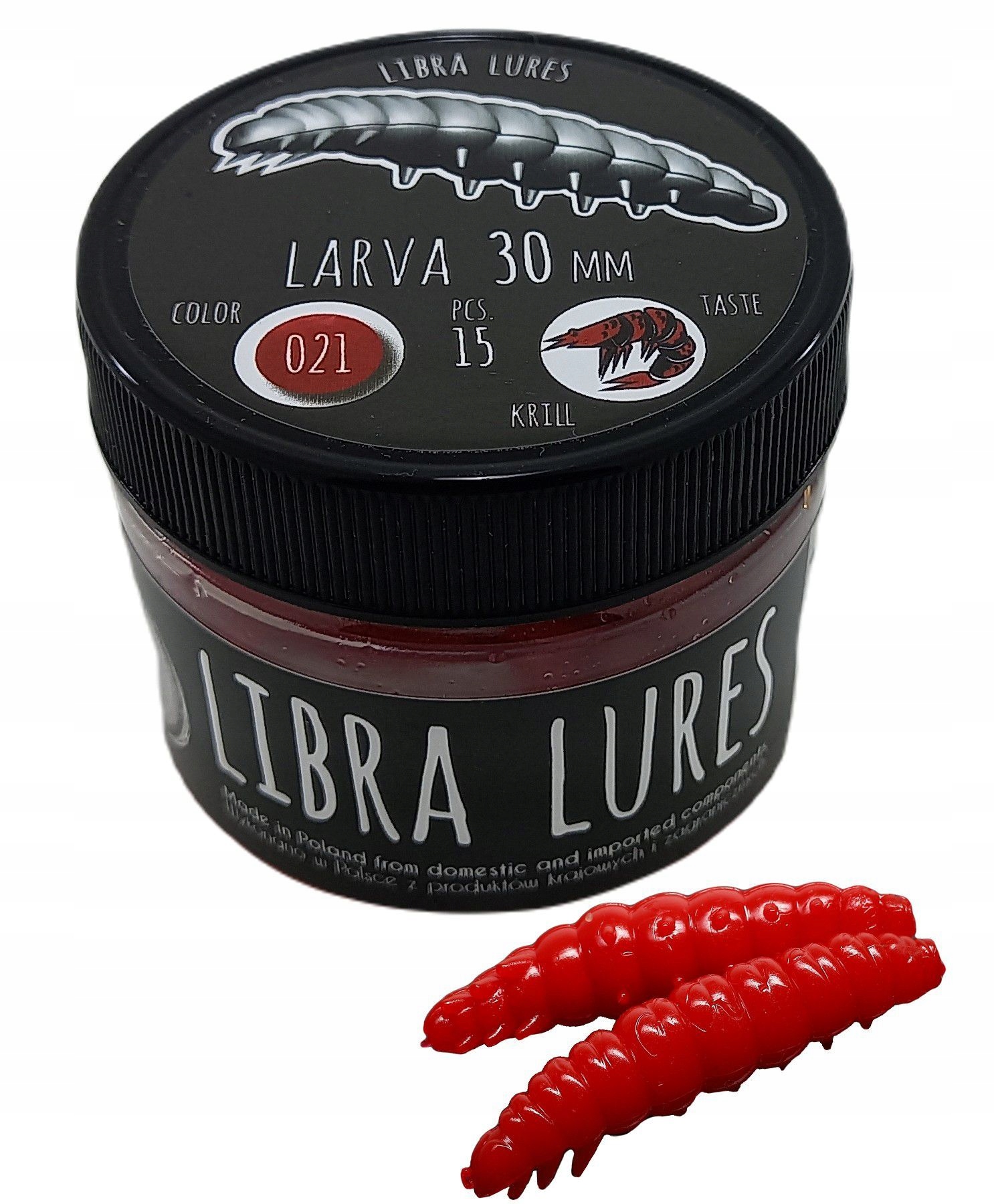 Libra Lures Larva 021 Red Ser 3cm słoik Długość (cm): 3, Smak: Ser