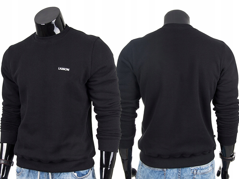 Černá pánská mikina bez kapuce klasická Lamon XXL