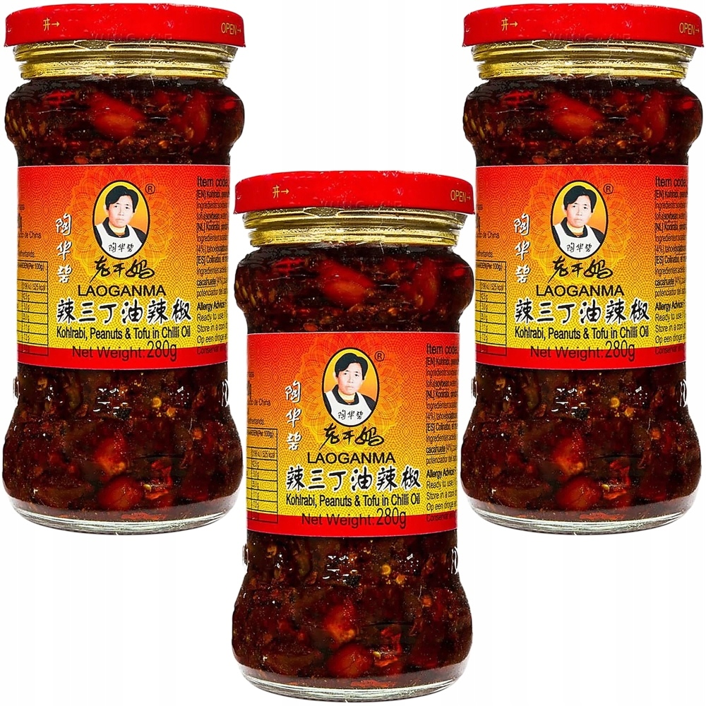 3x Čínská kalarepa s tofu chili ořechy na smažení ve woku 280 g Laoganma
