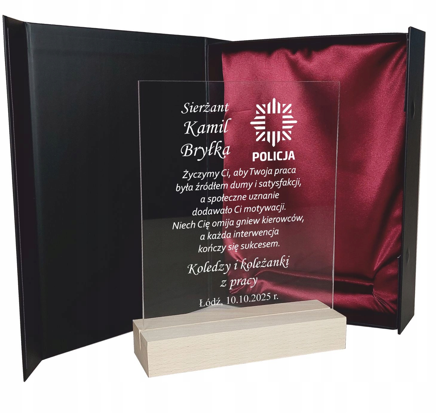 Podziękowanie dla policjanta statuetka z grawerem awans Policja