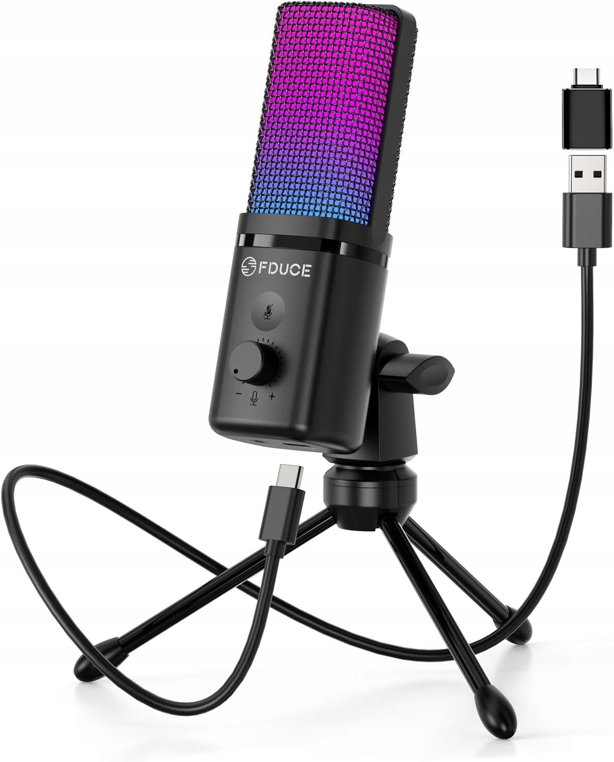 Herní Rgb Kardioidní Usb Mikrofon Se Stativem