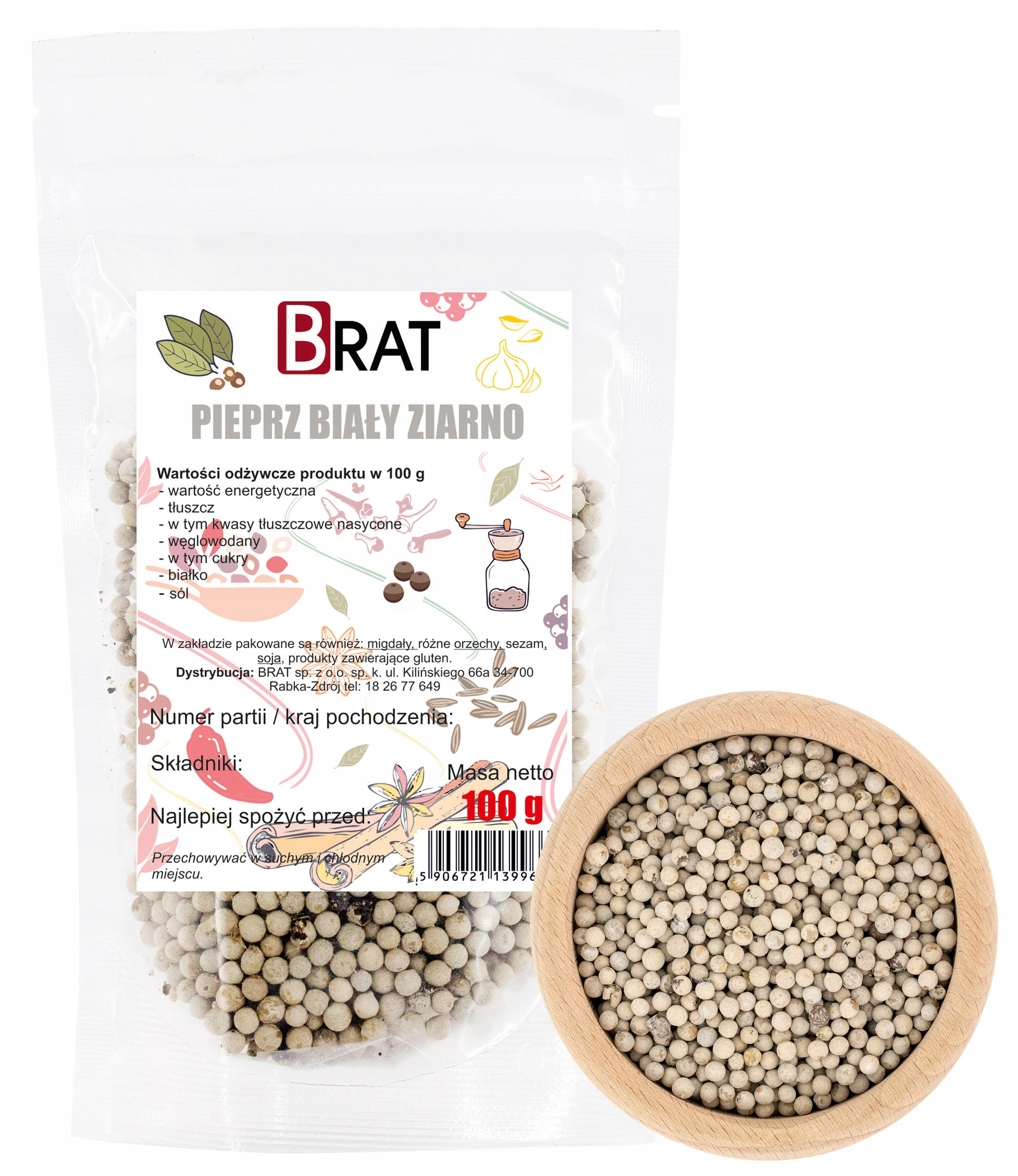 5 x Brat Pepř bílý zrno 100 g