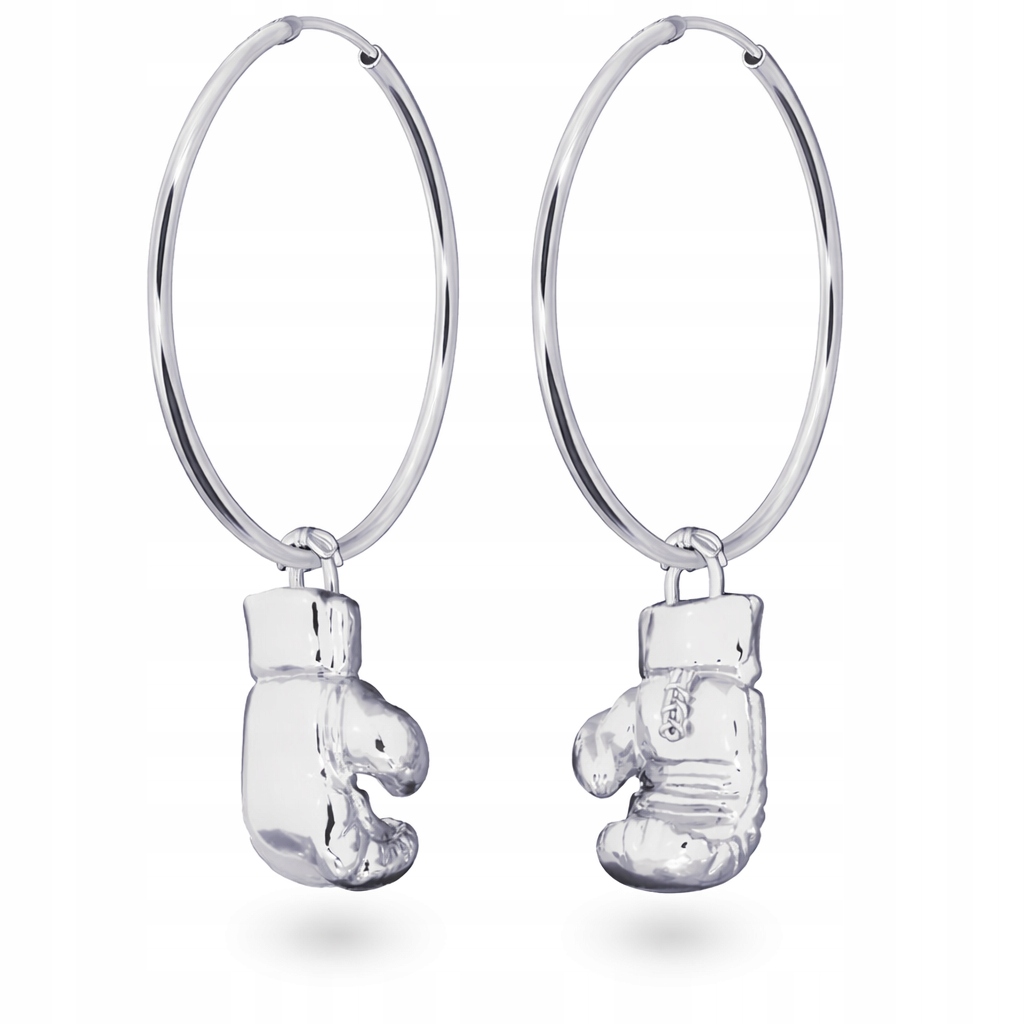 Stříbrné velké náušnice Boxerské 3D boxerské rukavice Stříbro ryzost 925