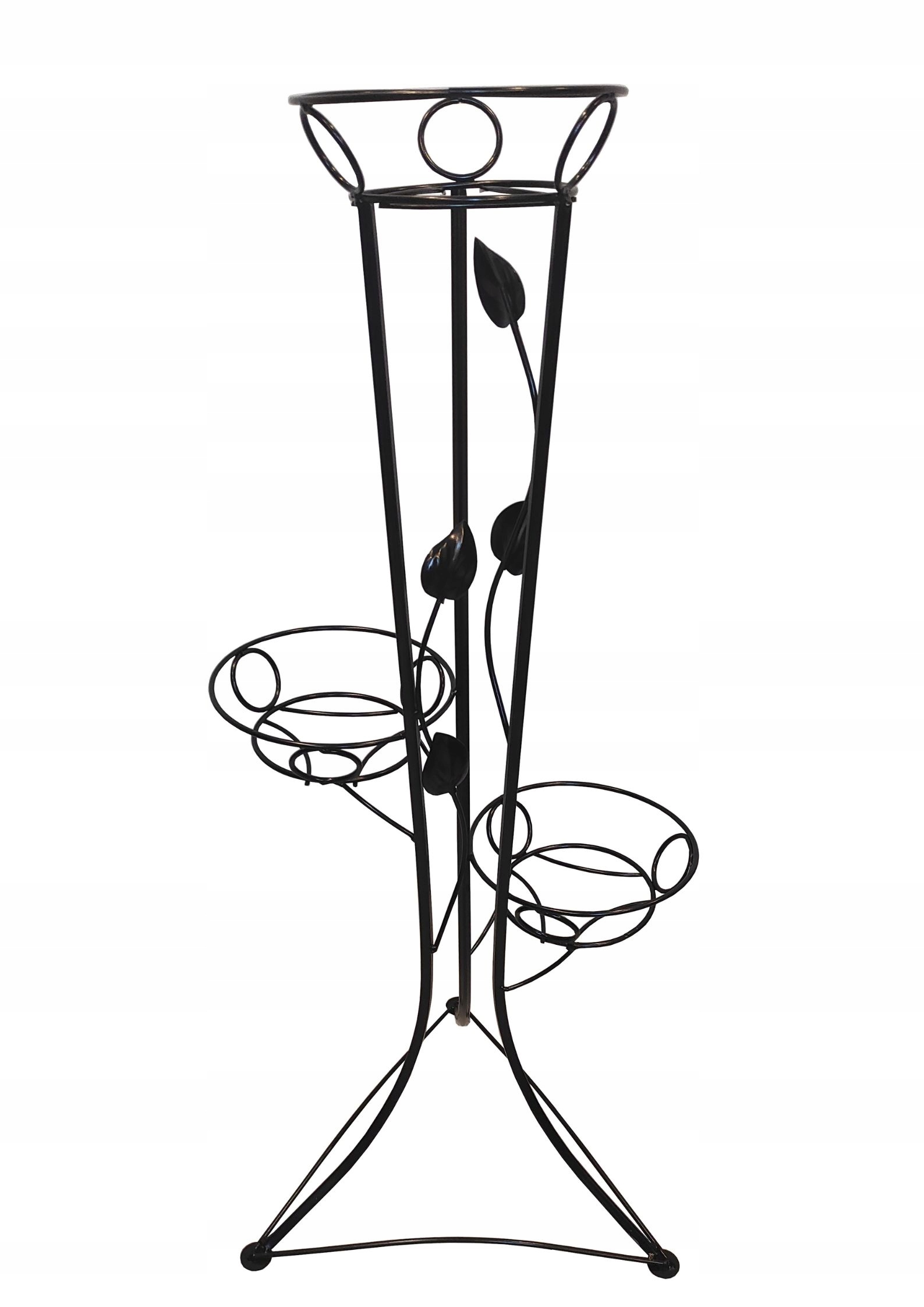 

Kwietnik stojak loft metal na 3 kwiaty czarny