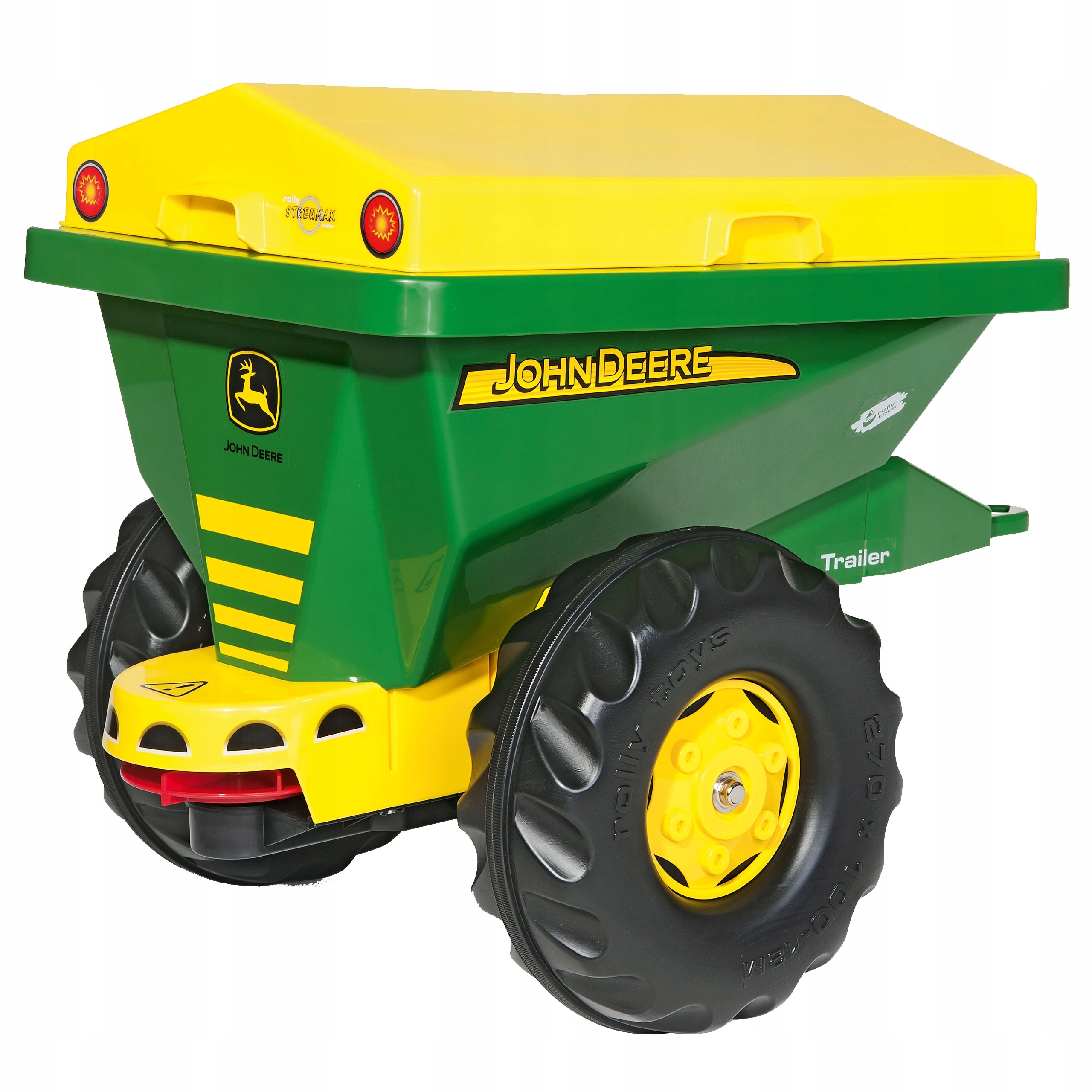 PRZYCZEPA JOHN DEERE SIEWNIK PIASKARKA 2w1 ZABAWKA DLA DZIECI ROLLY TOYS