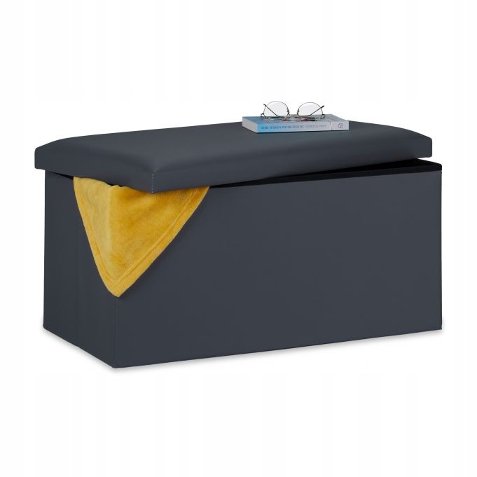 Lavička s úložným prostorem Relaxdays 76,5 x 37,5 x 38,5 taburet, čalouněná velkou látkou