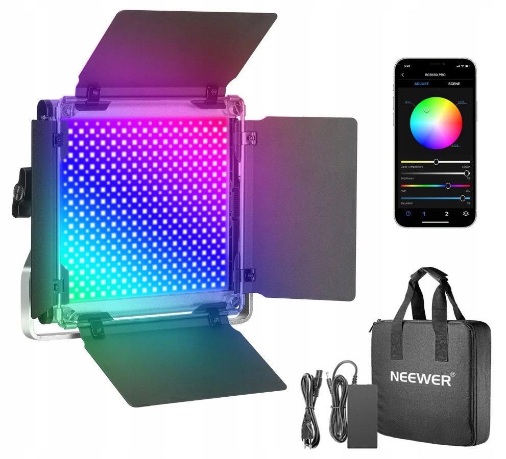 Výkonná Led lampa 660 diod Rgb 50W Brána 3200-5600K Foto Video Vlog Neewer