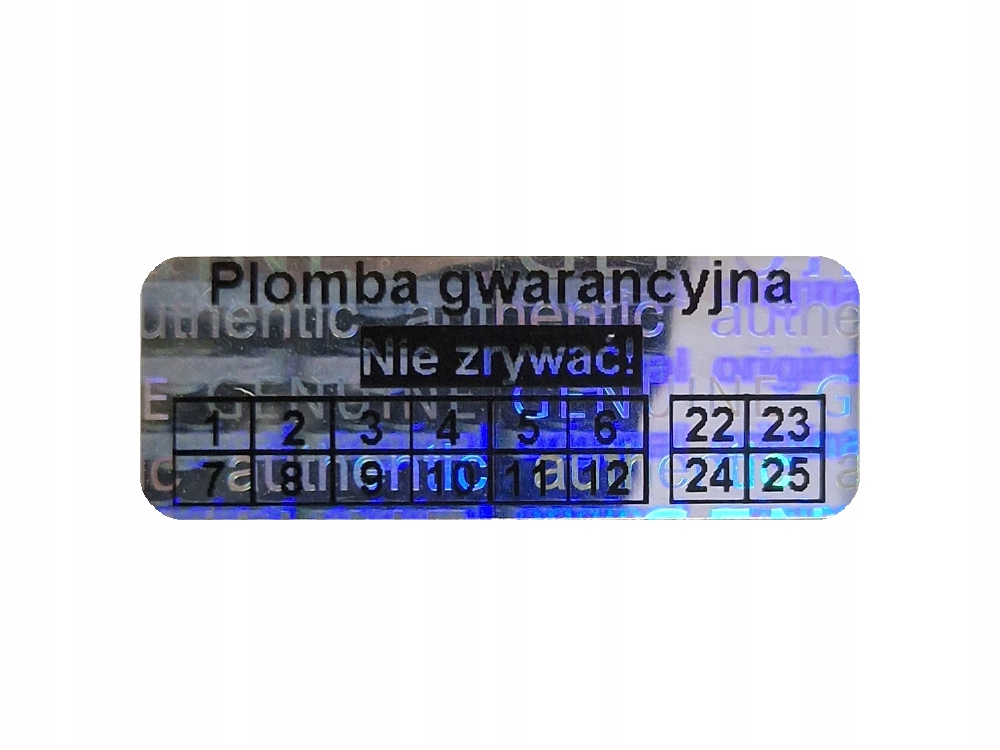 PLOMBY GWARANCYJNE STICKERY 45x18 HOLOGRAM Original 500szt Producent Eplomby.pl