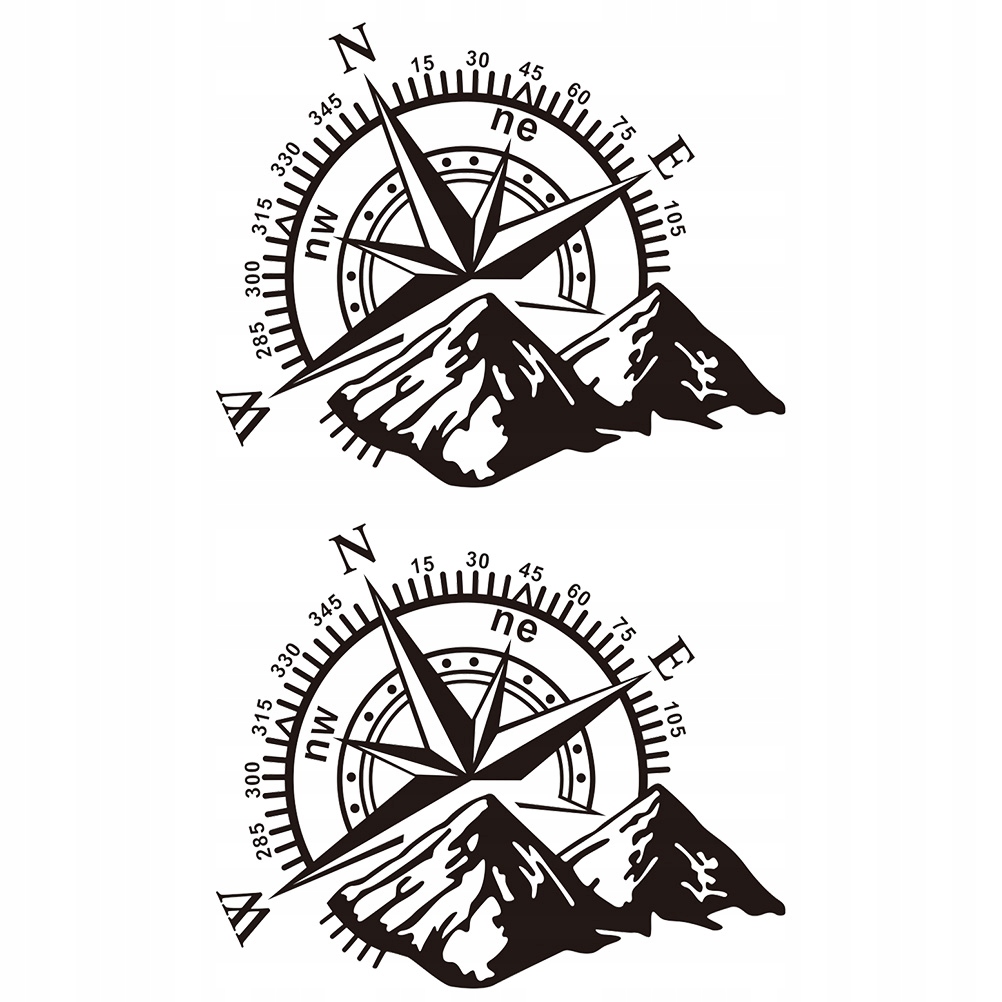 2 sztuk Drzwi naklejka Kompas samochodów naklejka