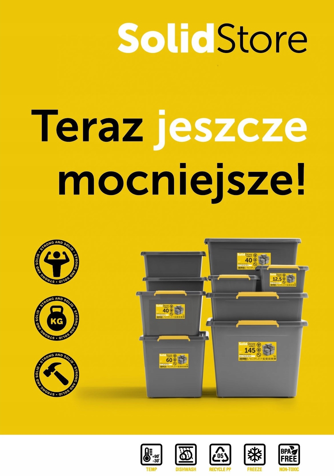 POJEMNIK MAGAZYNOWY MOCNY Z POKRYWA 145 L szary EAN 5902541192266