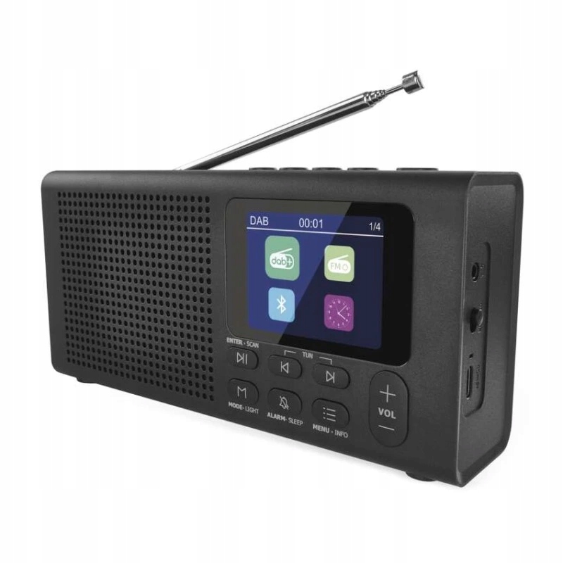 Přenosné rádio s Bluetooth, Dab Dab+ Fm, černé