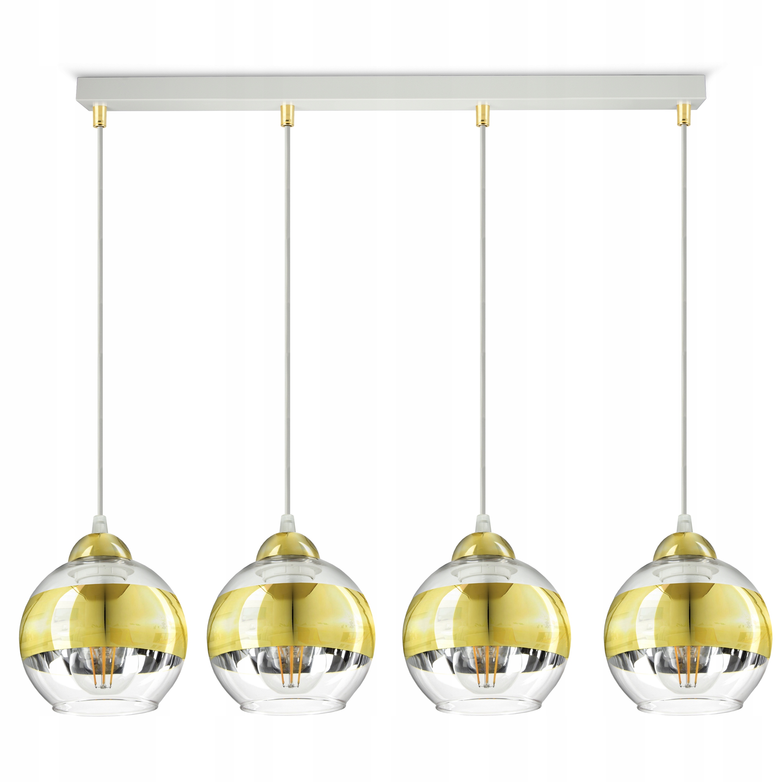 Lampa Sufitowa Żyrandol Biała Złota Glass BZ4 Led