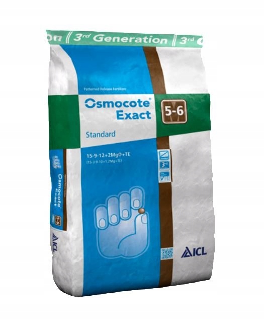 Nawóz ICL Osmocote Exact 15-9-12+2MgO+TE 25kg Standard 5-6M długodziałający