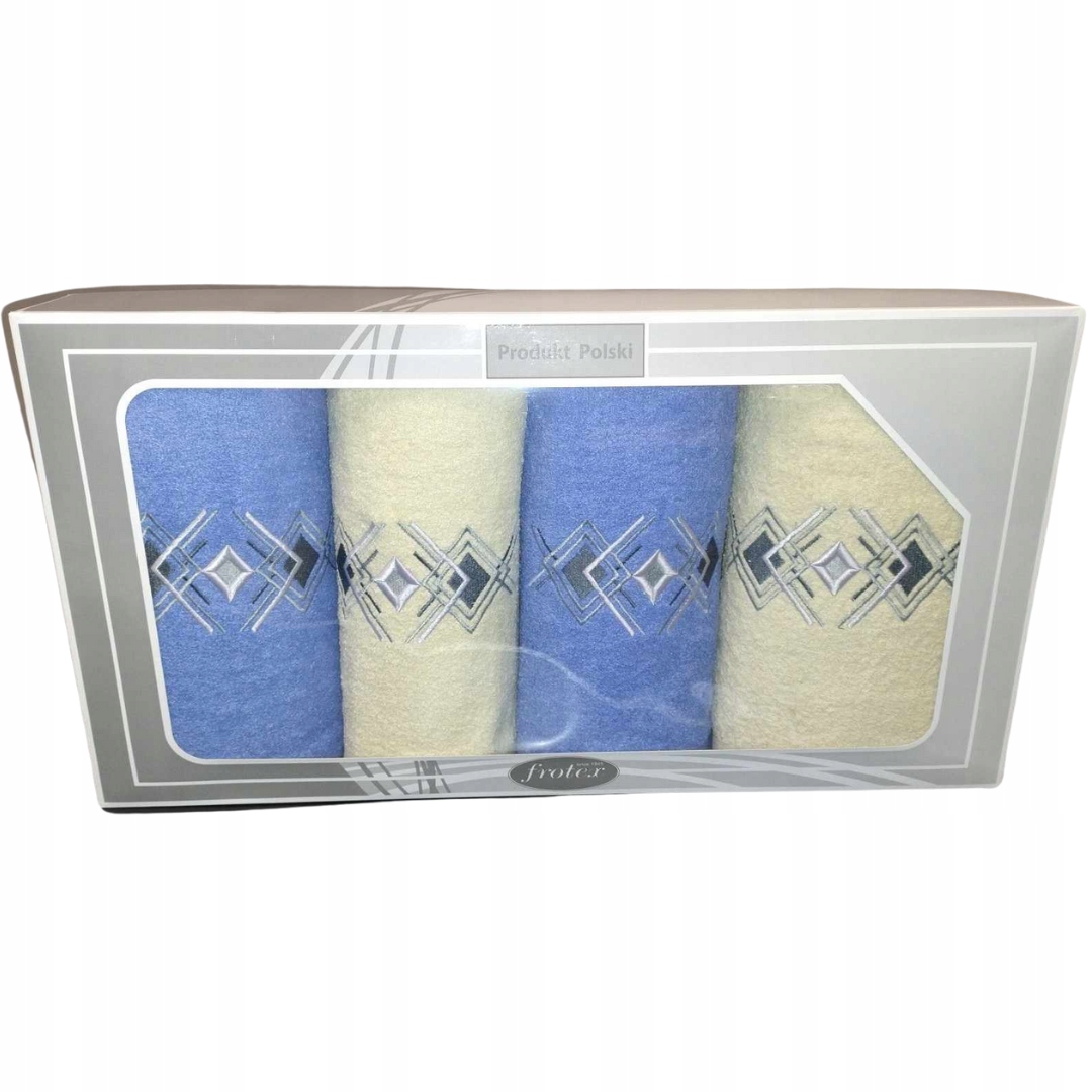 Komplet Ręczników FROTEX Haftowane GIFT 2 KREM/NIEBIESKI WZ-4