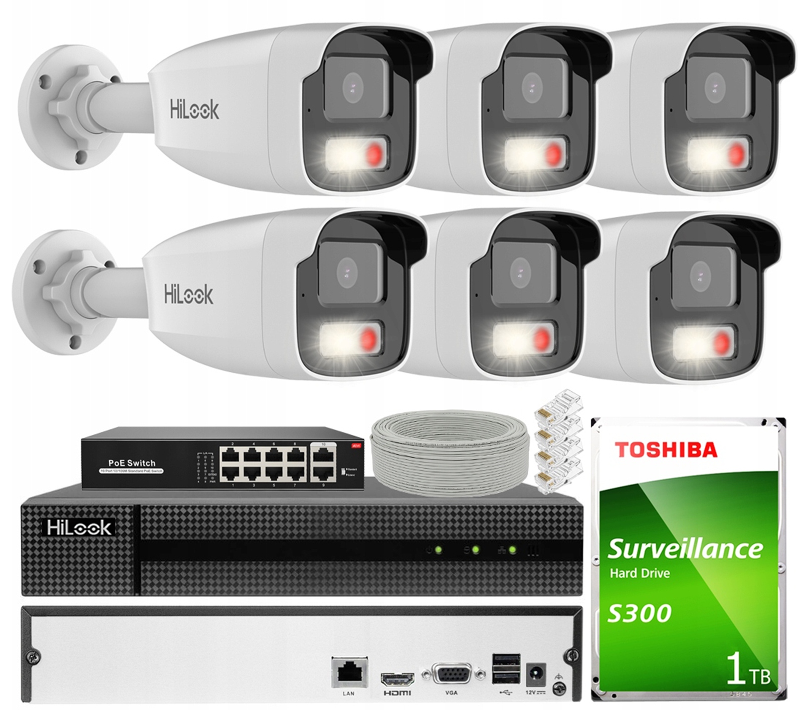 Sada na monitorovanie Ip 6 kamier Fhd Hybrid Light Hilook By Hikvision Nvr 8CH