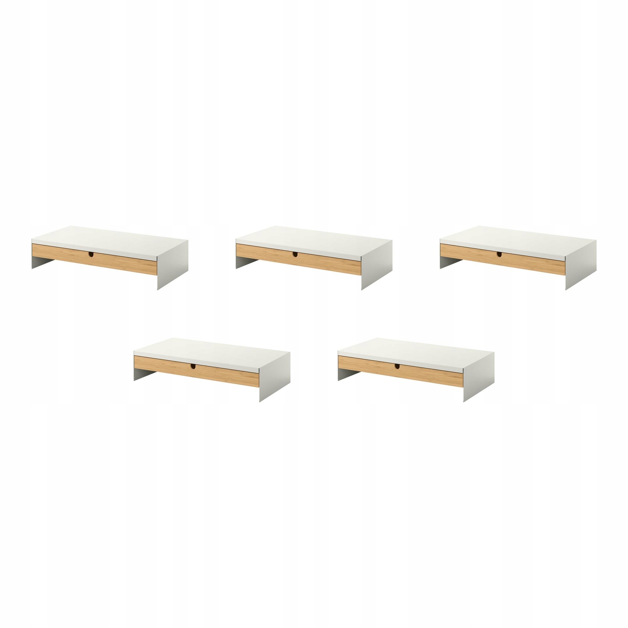 5 ks Podstavec pod monitor Elloven s zásuvkou, bílý bambus