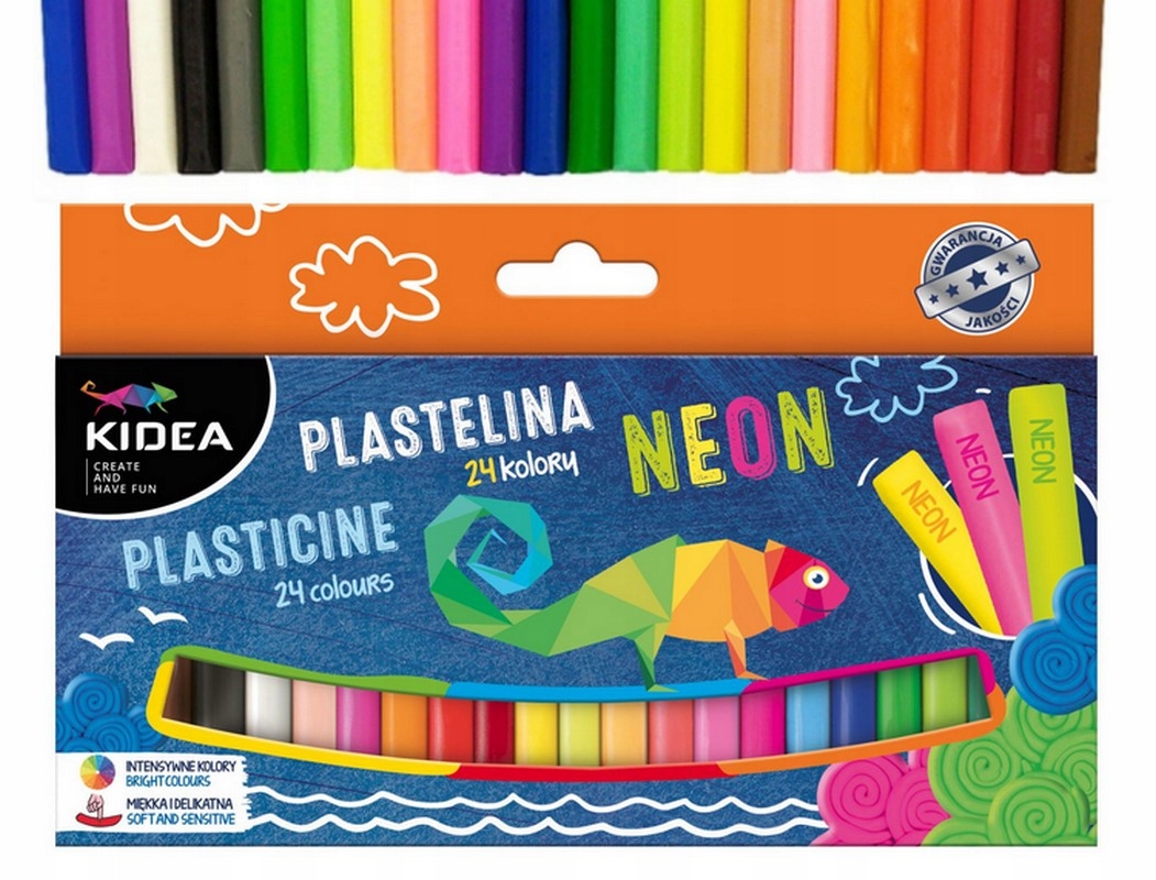 

Kidea Plastelina 24 w żywych kolorach +neon