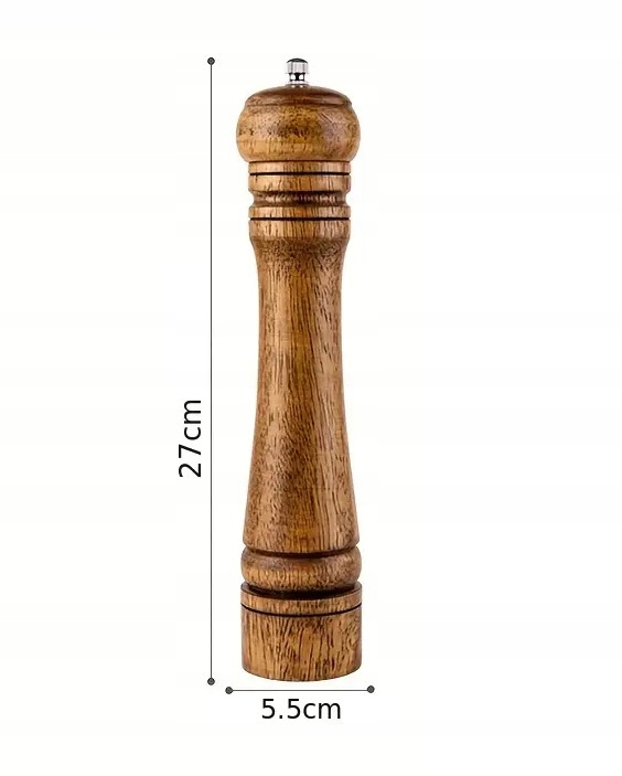 Młynek drewniany dębowy ręczny do pieprzu soli gruboziarnistej i przypraw Kod producenta MLYNEK-DAB-27CM