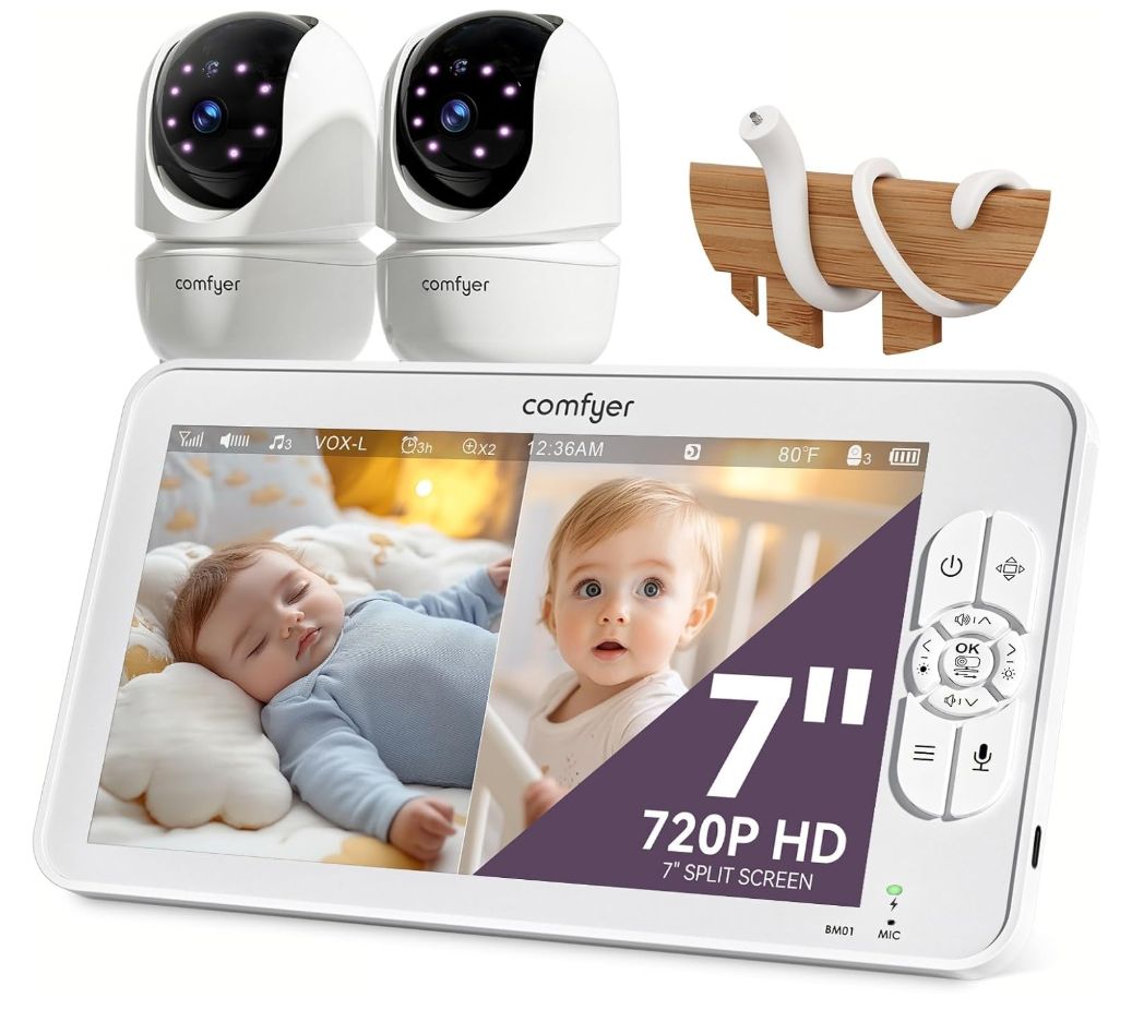 Comfyer Niania Elektroniczna 7" Hd 720P 2 Kamery Ir Nocny Tryb Vox