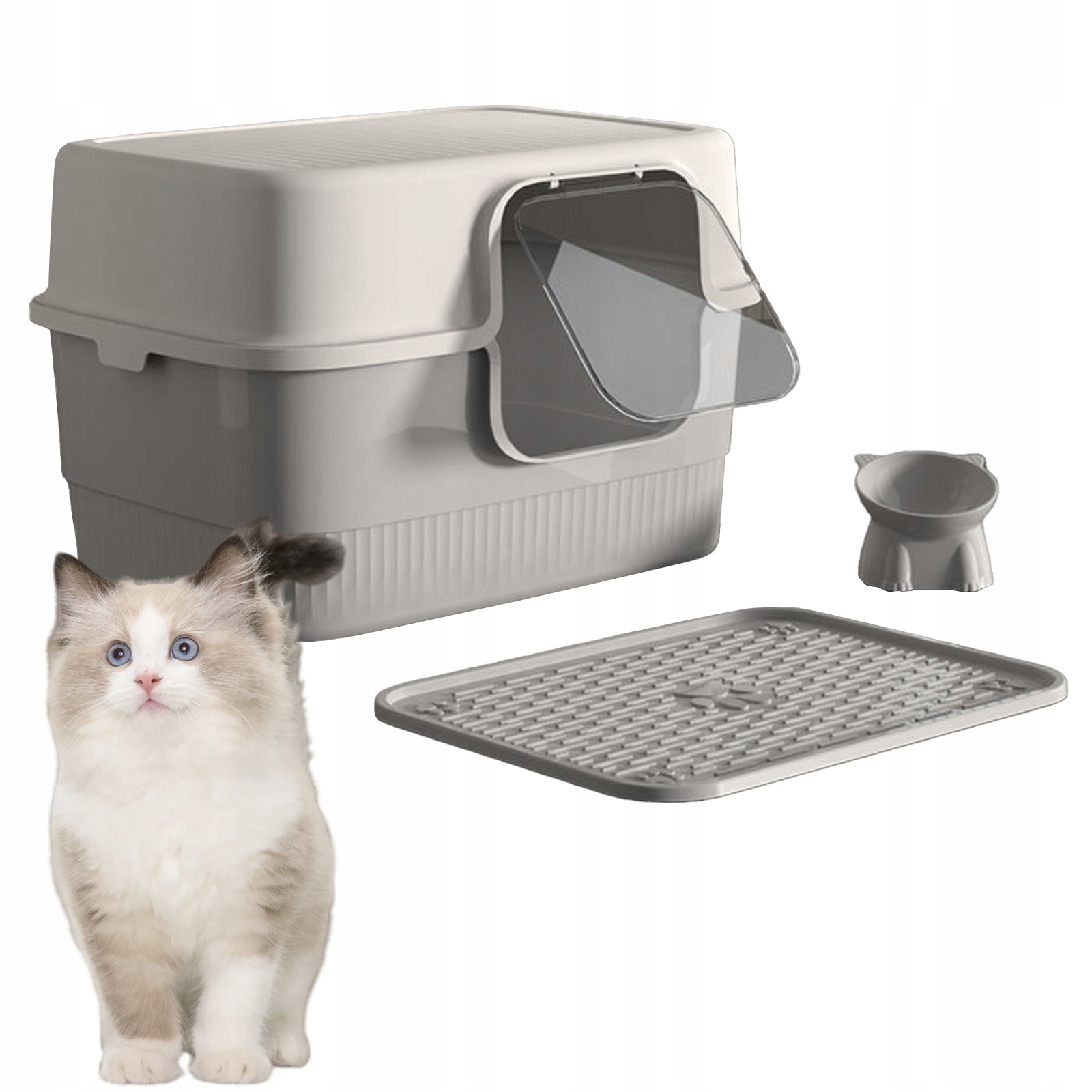 Levně Toaleta Pro Kočky Uzavřený Velký S Miskou A Lopatkou Na Stelivo Pro Kočky
