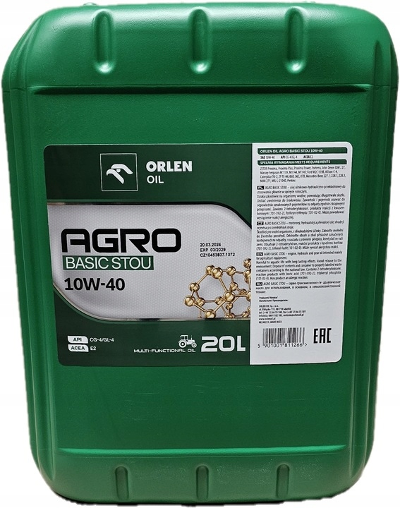 Orlen Olej Wielofunkcyjny AGRO BASIC STOU 10W-40 20L
