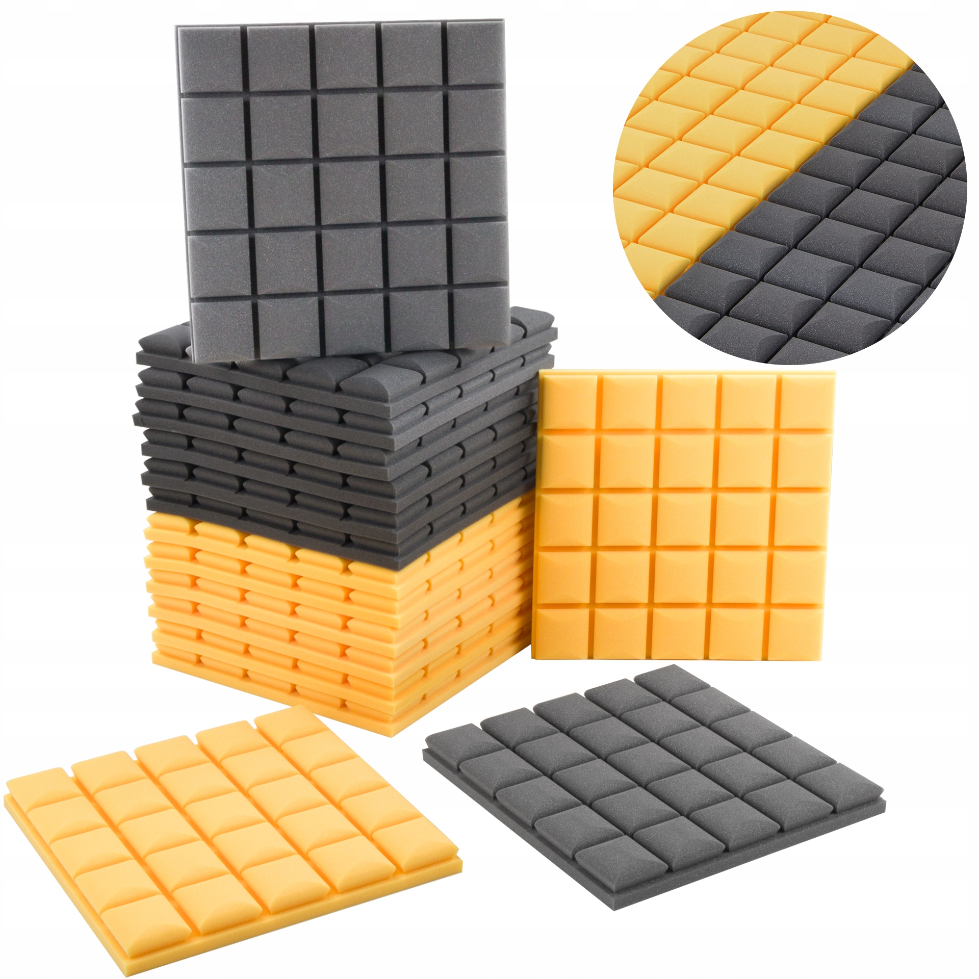 Akustické zvukotesné rohože, konvexná kocka, sada peny 16 kusov, 2 farby