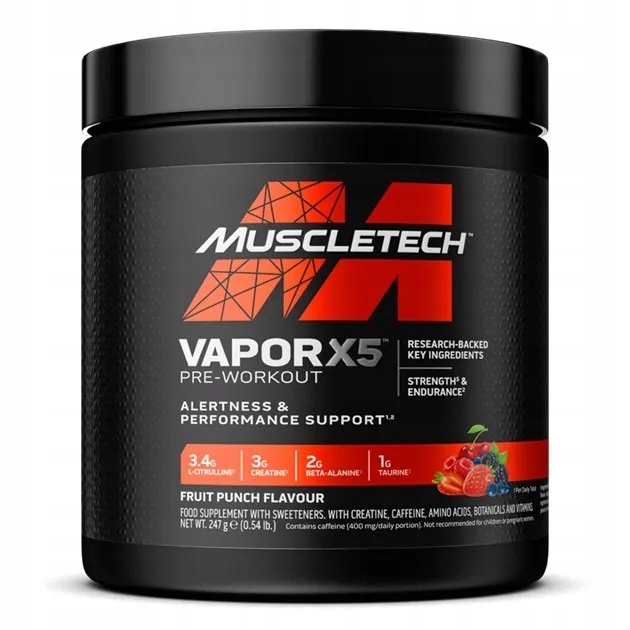 MuscleTech předtréninkovka Vapor X5 Fruit Punch prášek 247 g