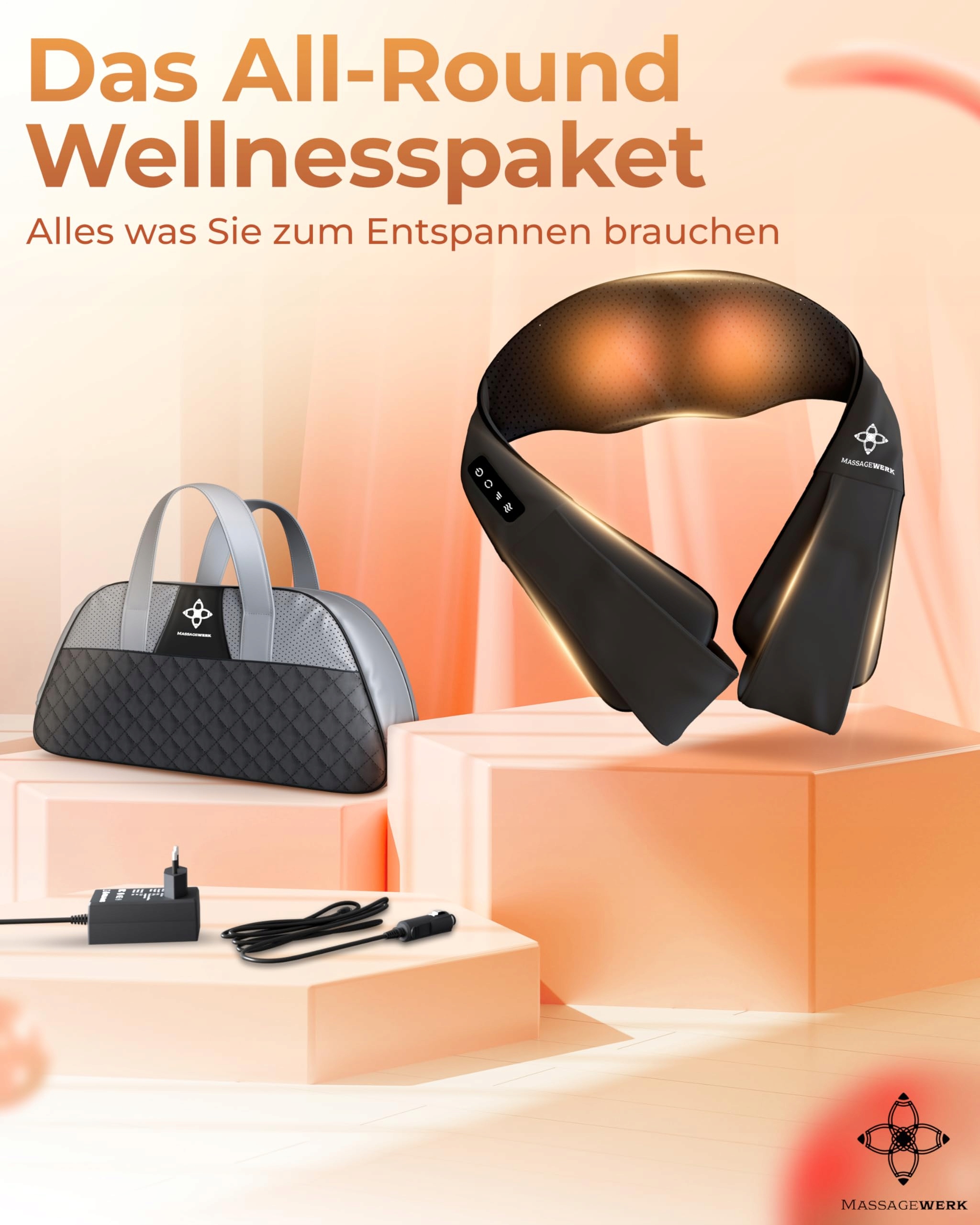 MASSAGEWERK Shiatsu Masażer Pleców i Szyi z Funkcją Podgrzewania — miniatura 8
